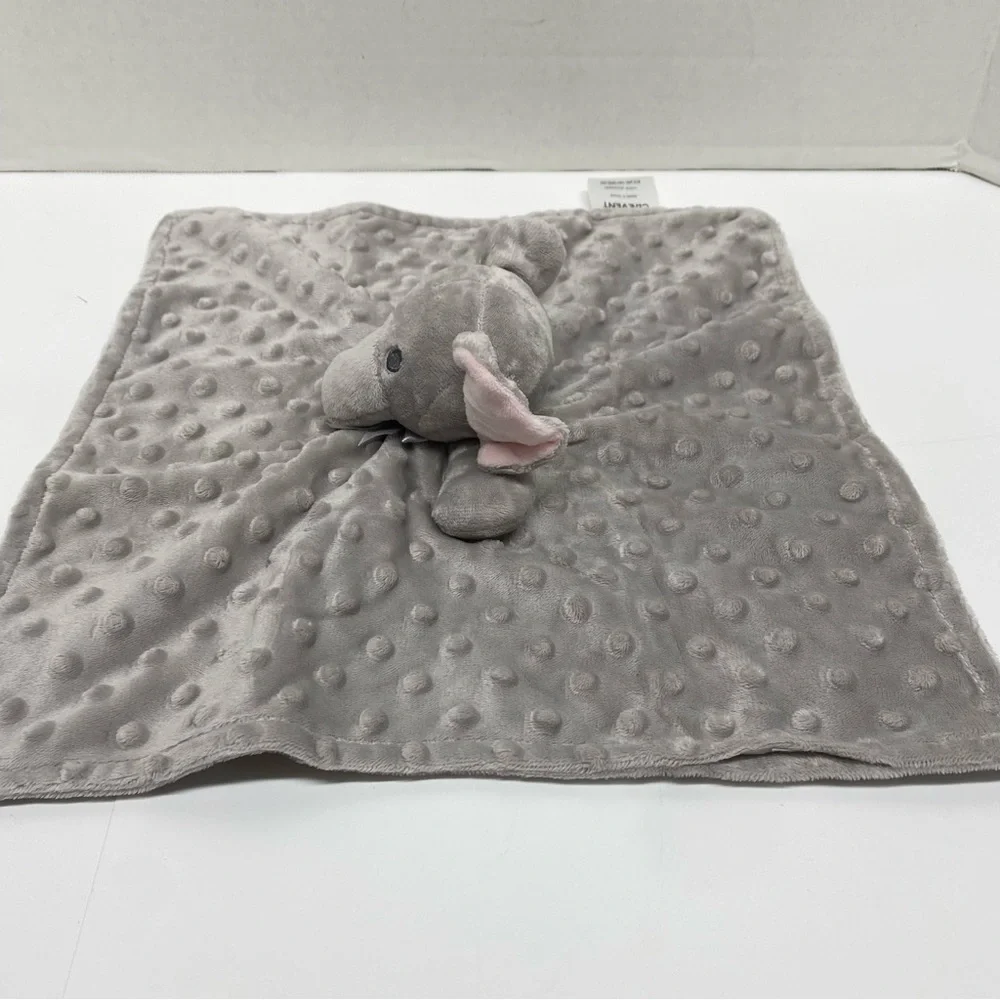 Elephant Lovey Security Blanket Crevent Gray Minky Dots Baby Plush Stuffed Toy